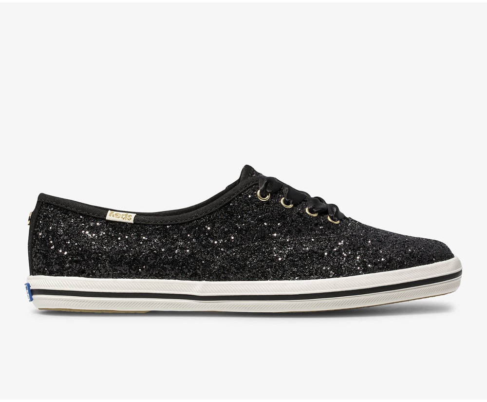 Zapatillas Keds Mujer Negras - Kate Spade New York Champion Glitter - 264-IXKGDW